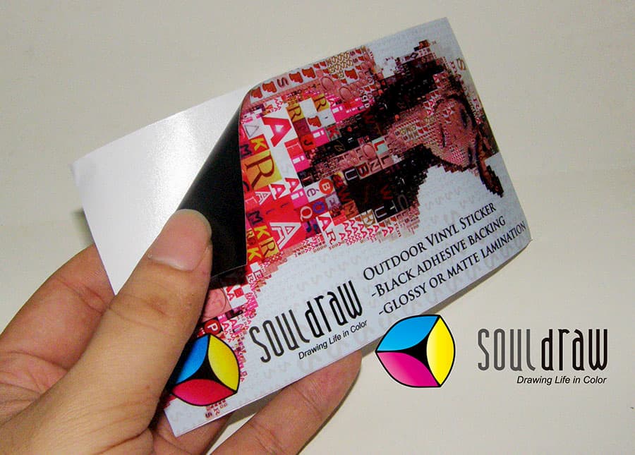 Custom Vinyl Sticker Black Adhesive Printing, black backing glue - Soul Draw